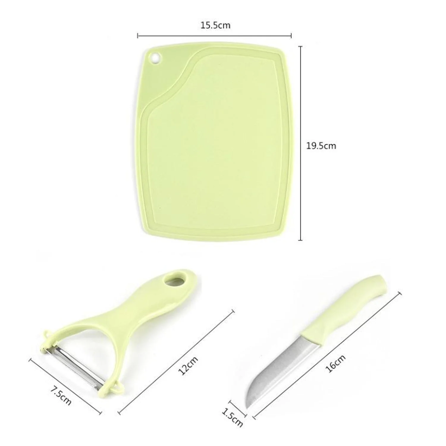 5207 Plastic Kitchen Peeler - Green & Classic Stainless Steel 3-Piece Knife Set Combo - Image 8