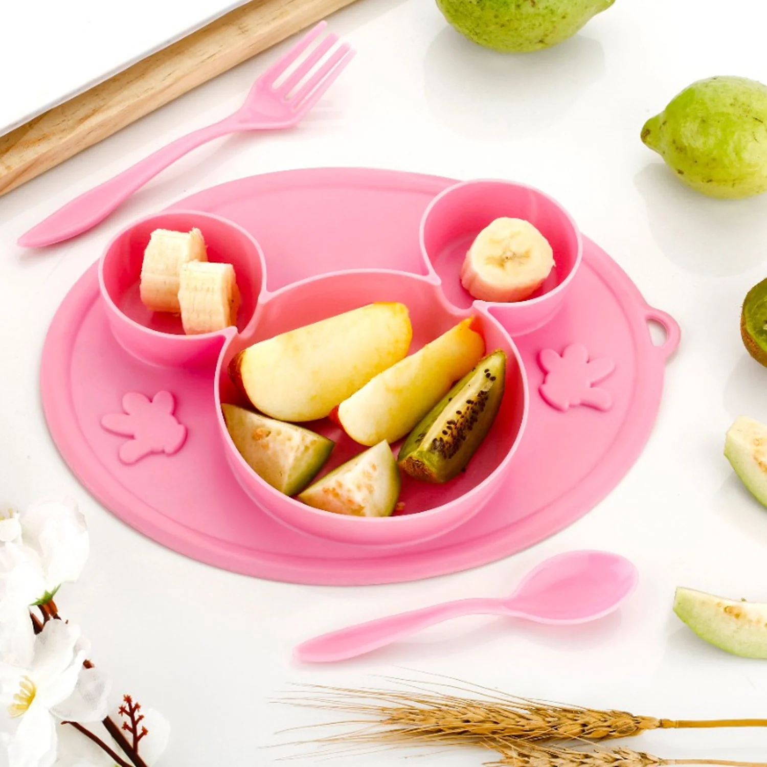 tm0286 Silicon Micky Plate And 1 Spoon & 1 Fork Card Packing ( 1 Pc Product)