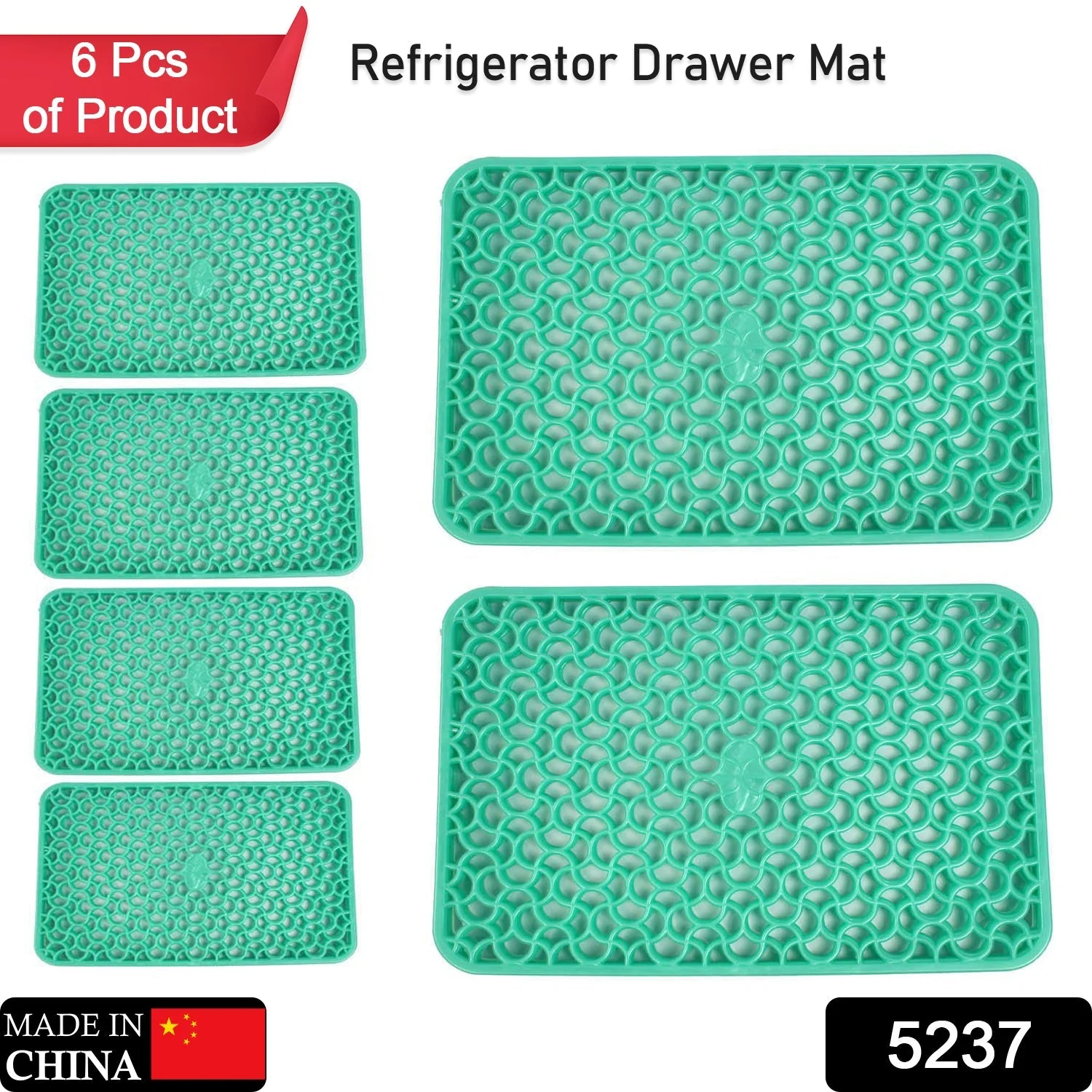 5237 Waterproof PVC Refrigerator Drawer Mats / Multipurpose Mats / Fridge Mats Set of 6 Pcs - Image 2