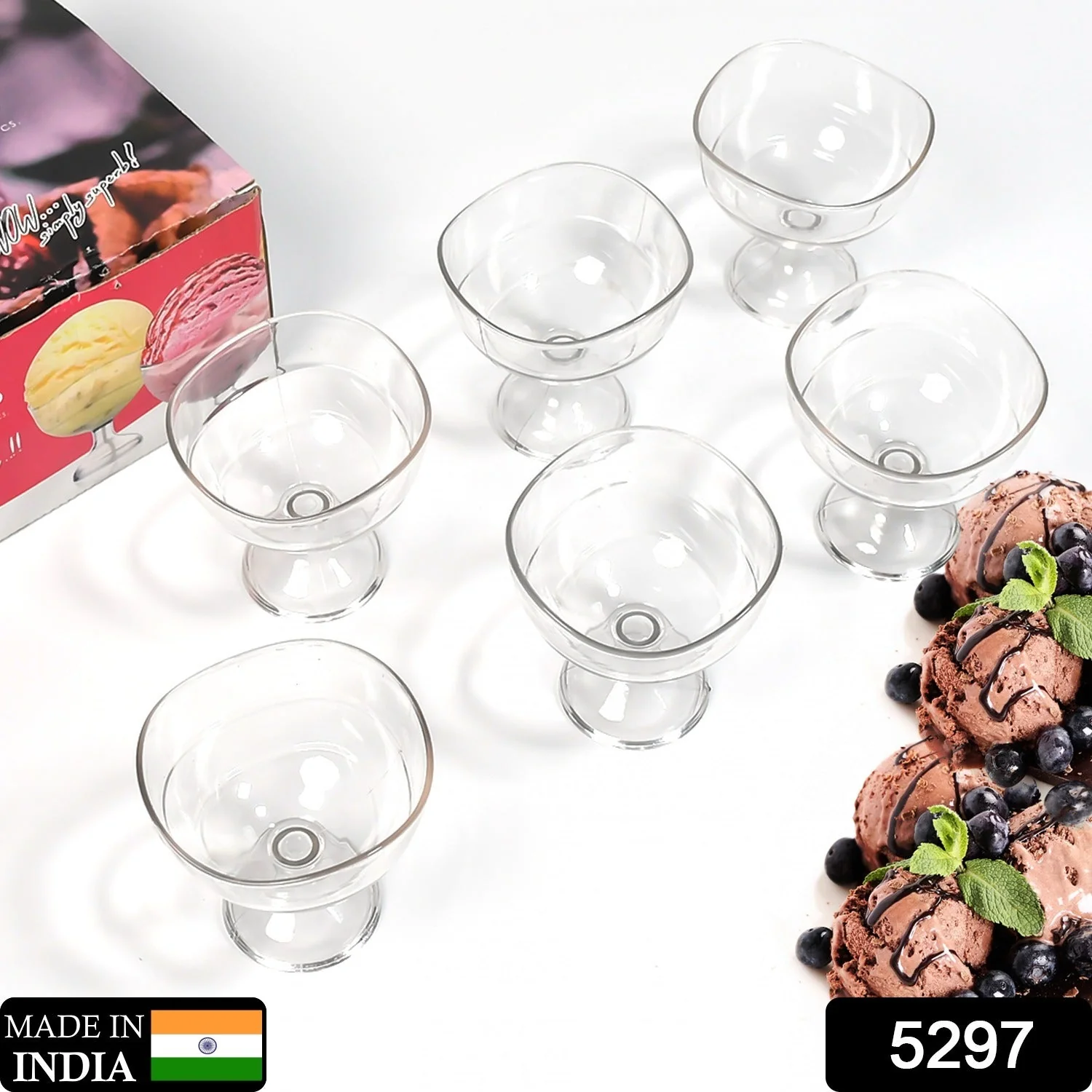 5297 Royal Style Dessert & ICE Cream Cup Bowl Plastic 6pcs For Home , Office & Party Use - Image 4