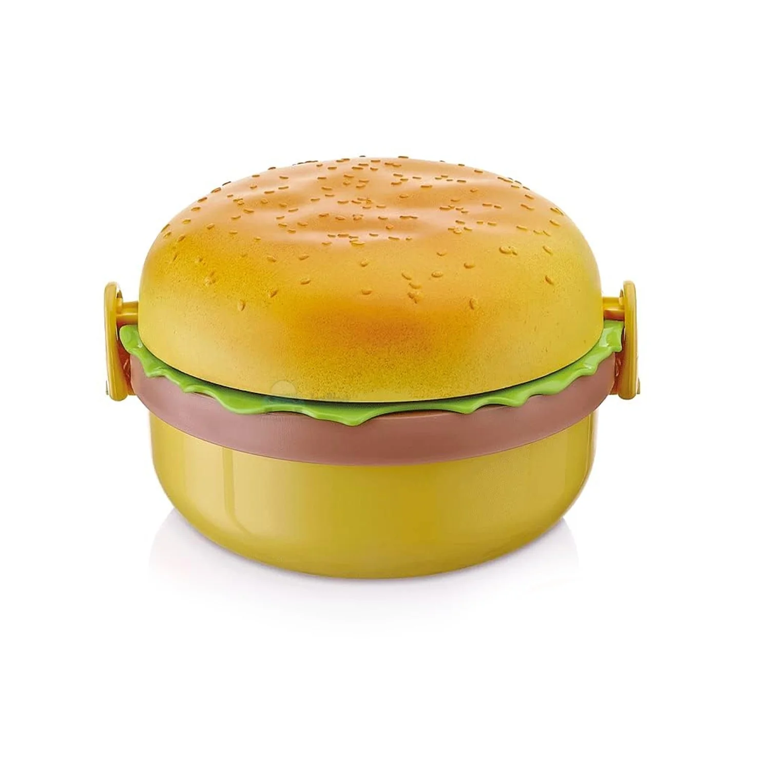 5313 Burger Shape Lunch Box Plastic Lunch Box Food Container Sets Double Layer Lunchbox 1000ml With 2 Spoon Applicable to Kids and Elementary School Students - Image 2