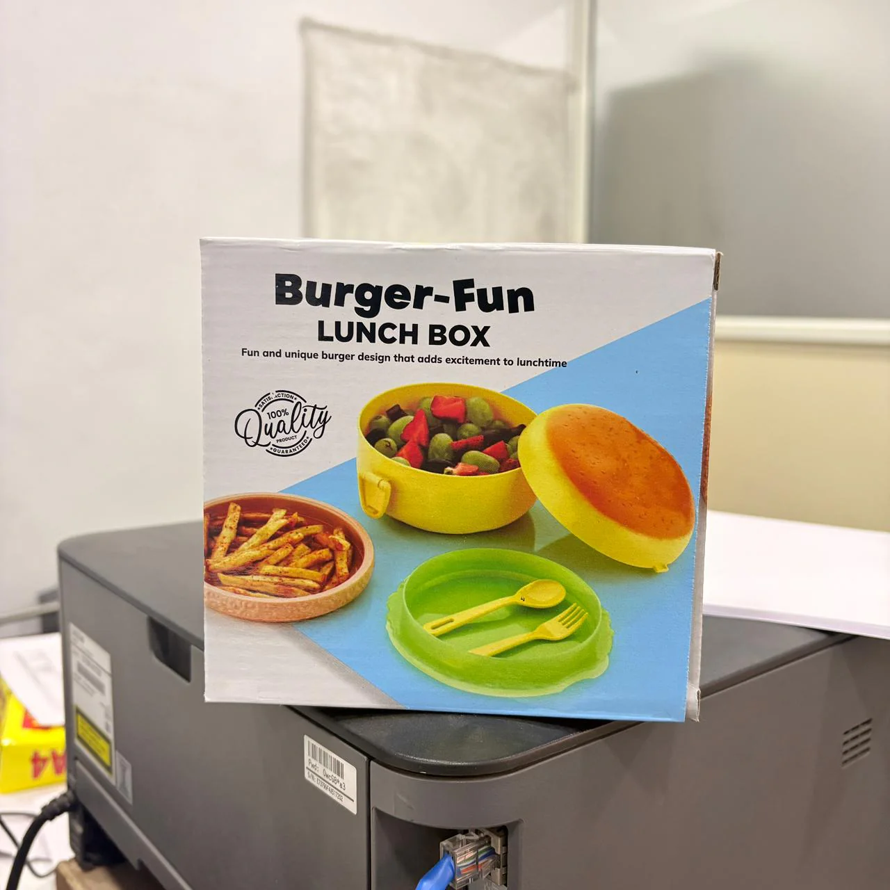 5313 Burger Shape Lunch Box Plastic Lunch Box Food Container Sets Double Layer Lunchbox 1000ml With 2 Spoon Applicable to Kids and Elementary School Students - Image 9