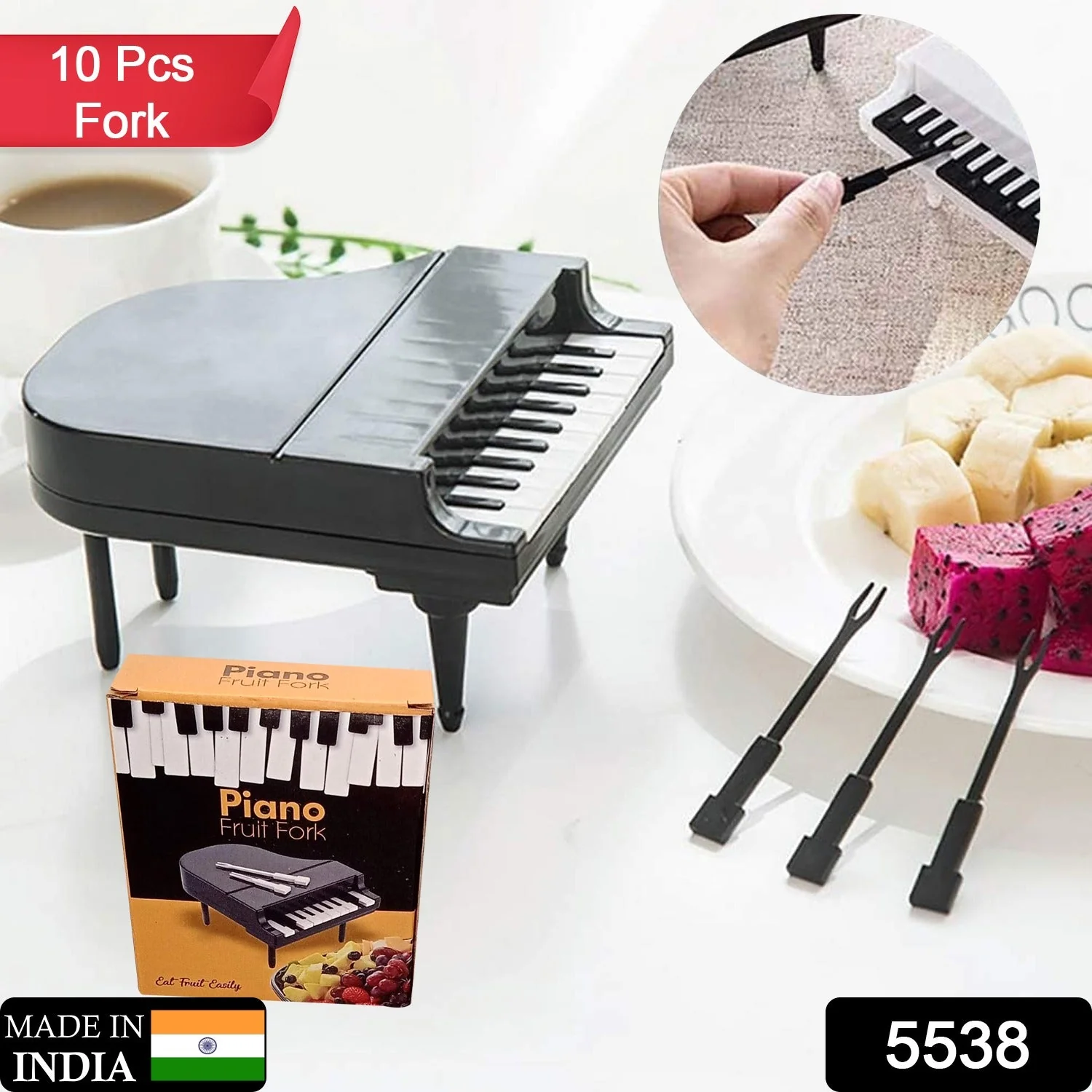 5538 10Pcs/Lot Creative Piano Fruit Forks Set Food Sticks for Dessert Fruit Snack Picking Kitchen Dining Tools (10 Pc Set) - Image 2