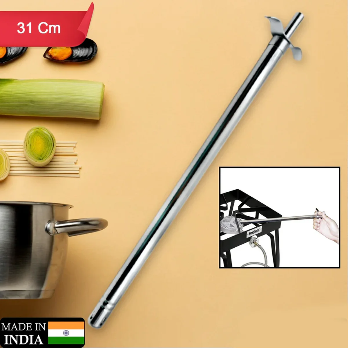 5716 Stainless Steel Gas Lighter - Long Spark for Kitchen Stoves & Restaurants (31 Cm / 1 Pc) - Image 2