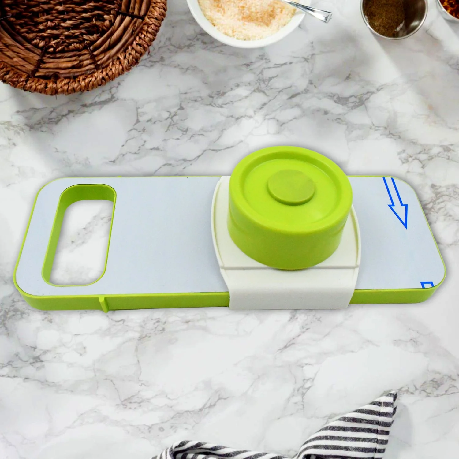 5842 Slicer for Kitchen 5 in 1 Foldable Vegetable Slicer Blade Potato Cutter, Veggie Slicer, Onion Slicer, Julienne Grater with Protective Guards, Stainless Steel Blade - Image 5