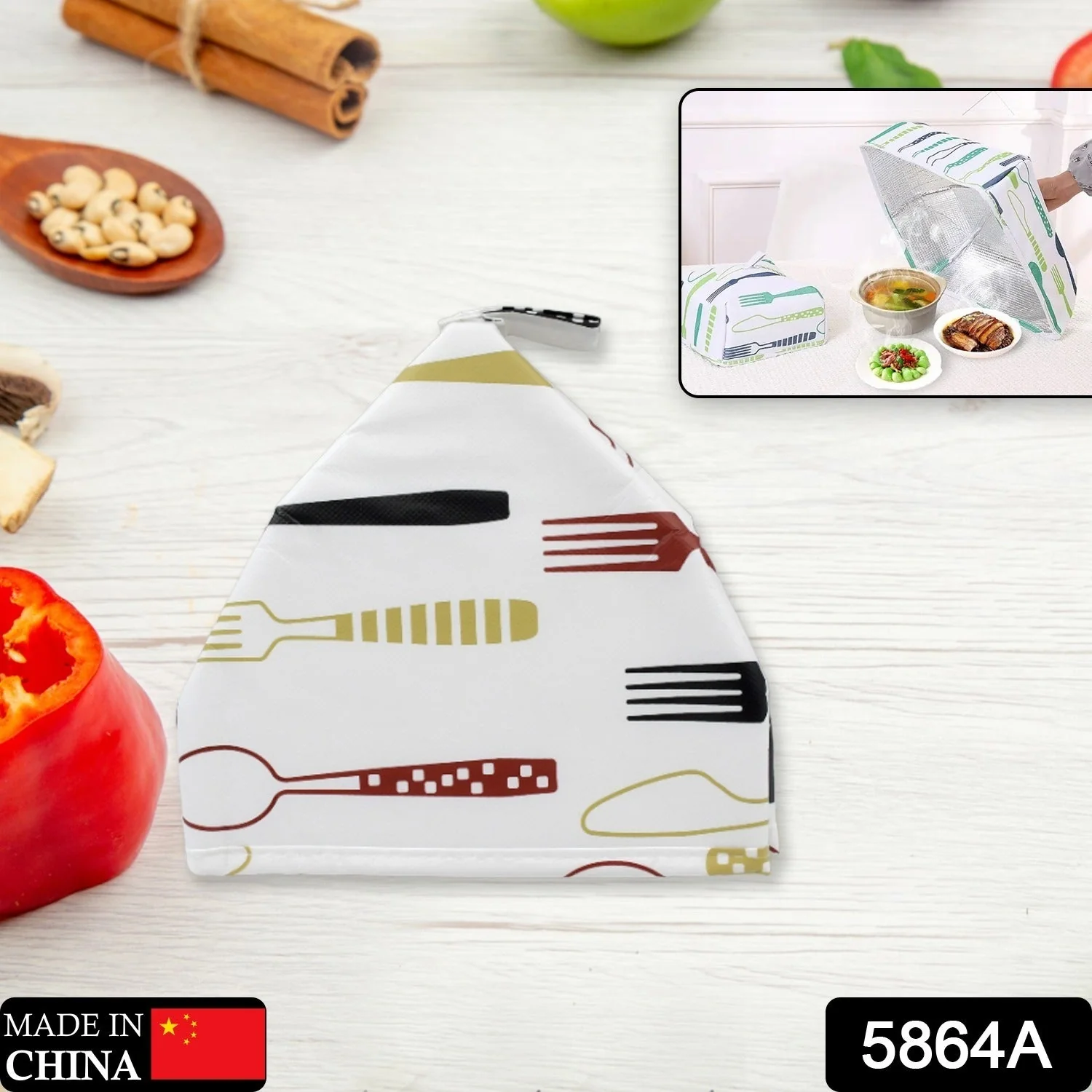 5864A Foldable Food Covers Anti-dust Heat Preservation Anti Fly Mosquito Kitchen Lid Foldable Cover for Hot Food Food Dish Insulation Cover, Food Warmer Cover, for Kitchen, Picnic - Image 2