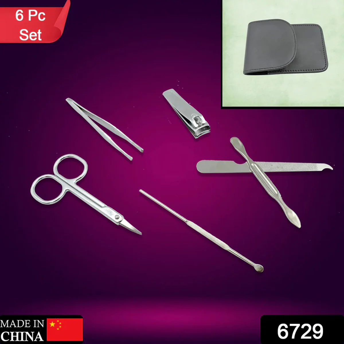 6729 6-in-1 Professional Nail Care Kit: Clippers, Scissors & More Nail cutter (Travel or Home) - Image 2