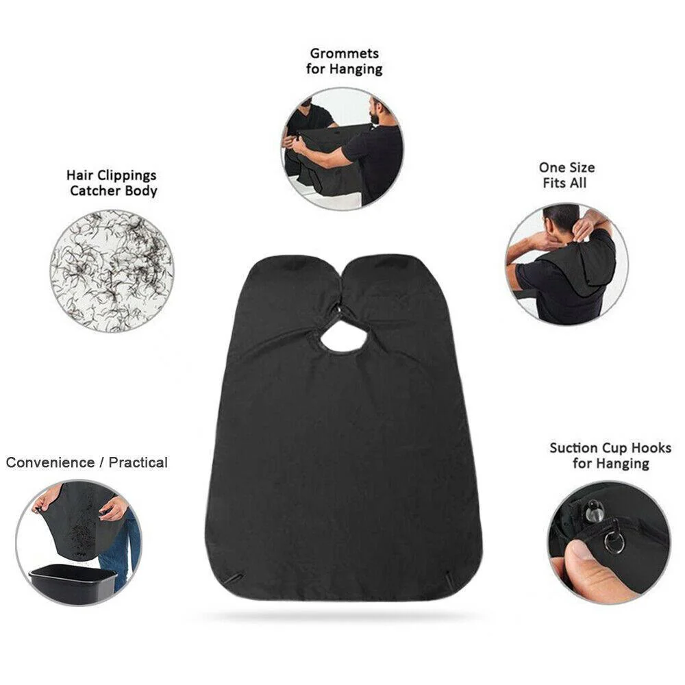 6027 Black Beard Apron Hair Clippings Catcher Grooming Bib - Image 2