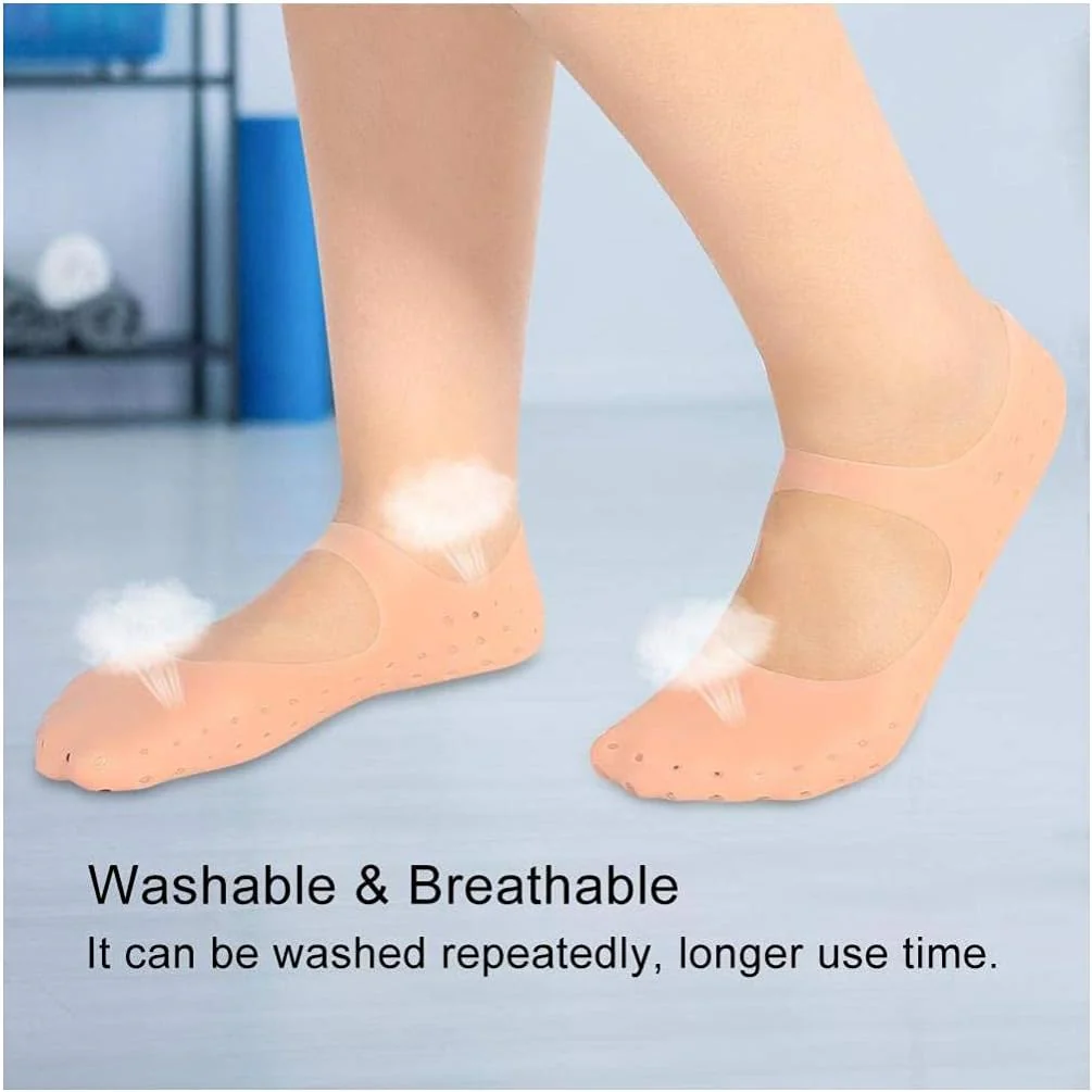 6037 Anti Crack silicone Gel Foot Protector Moisturising Socks - Image 12