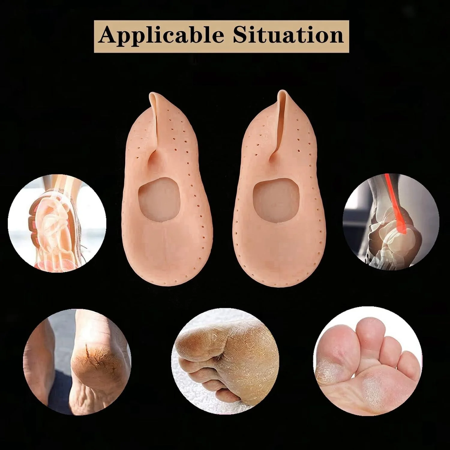 6037 Anti Crack silicone Gel Foot Protector Moisturising Socks - Image 7