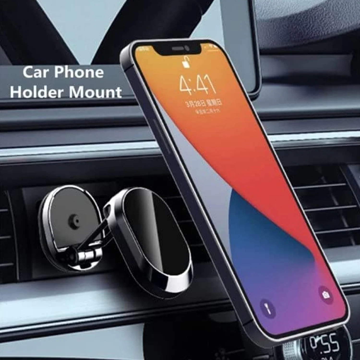 6102 360 Degree Rotating Magnetic Car Phone Holder | Metal Folding Car Phone Holder | New Alloy Folding Magnetic Car Phone Holder (Pack of 1) - Image 8