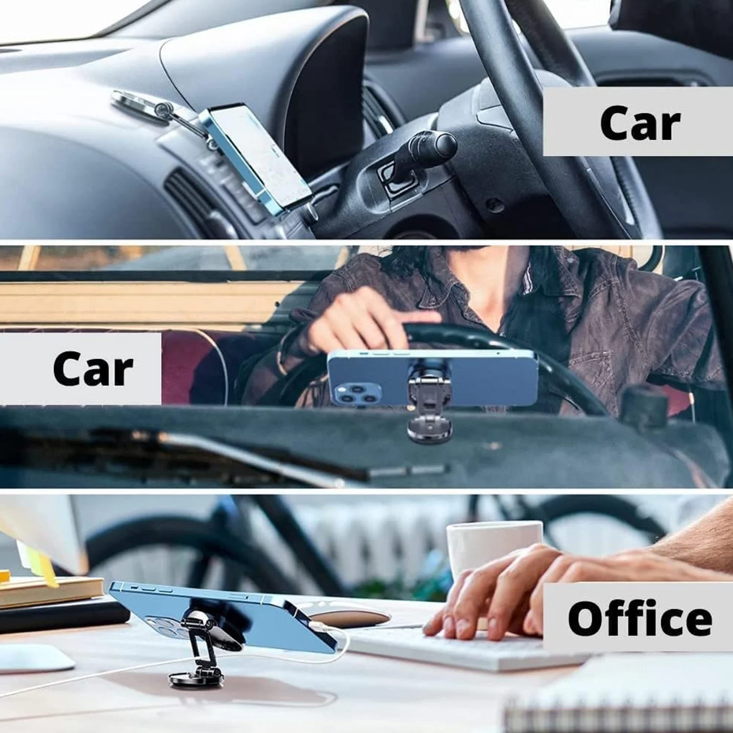 6102 360 Degree Rotating Magnetic Car Phone Holder | Metal Folding Car Phone Holder | New Alloy Folding Magnetic Car Phone Holder (Pack of 1) - Image 9