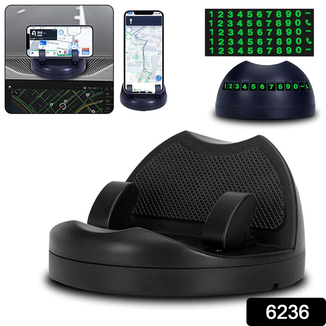 6236 2 in 1 Car Anti-Slip Mat, Phone Holder Non Slip Sticky Phone Mount Holder (1 Set) - Image 6