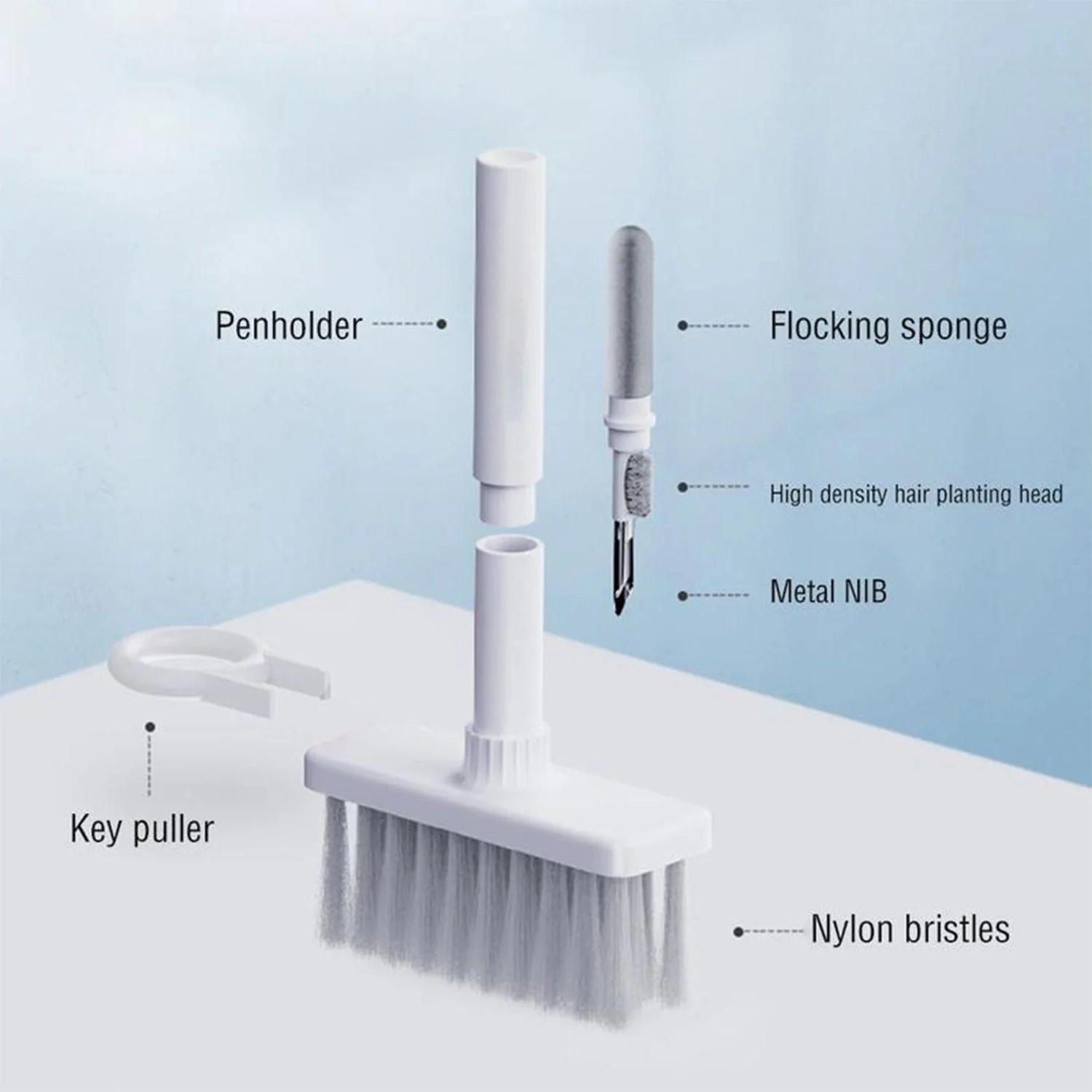 6251 5in1 Multi-Function Soft Dust Clean Bush for Computer Cleaning, with Corner Gap Duster Keycap Puller Remover - Image 2
