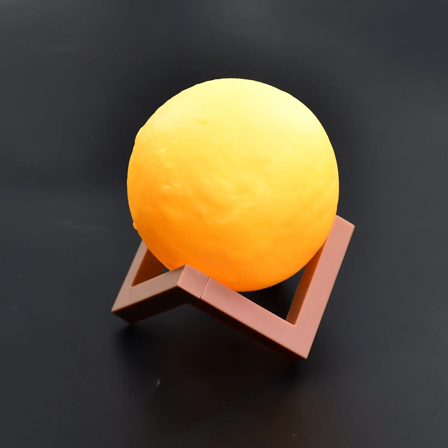 6273 Moon Night Lamp Yellow Colors Changing Touch Sensor with Wooden Stand Night Lamp for Bedroom - Image 2
