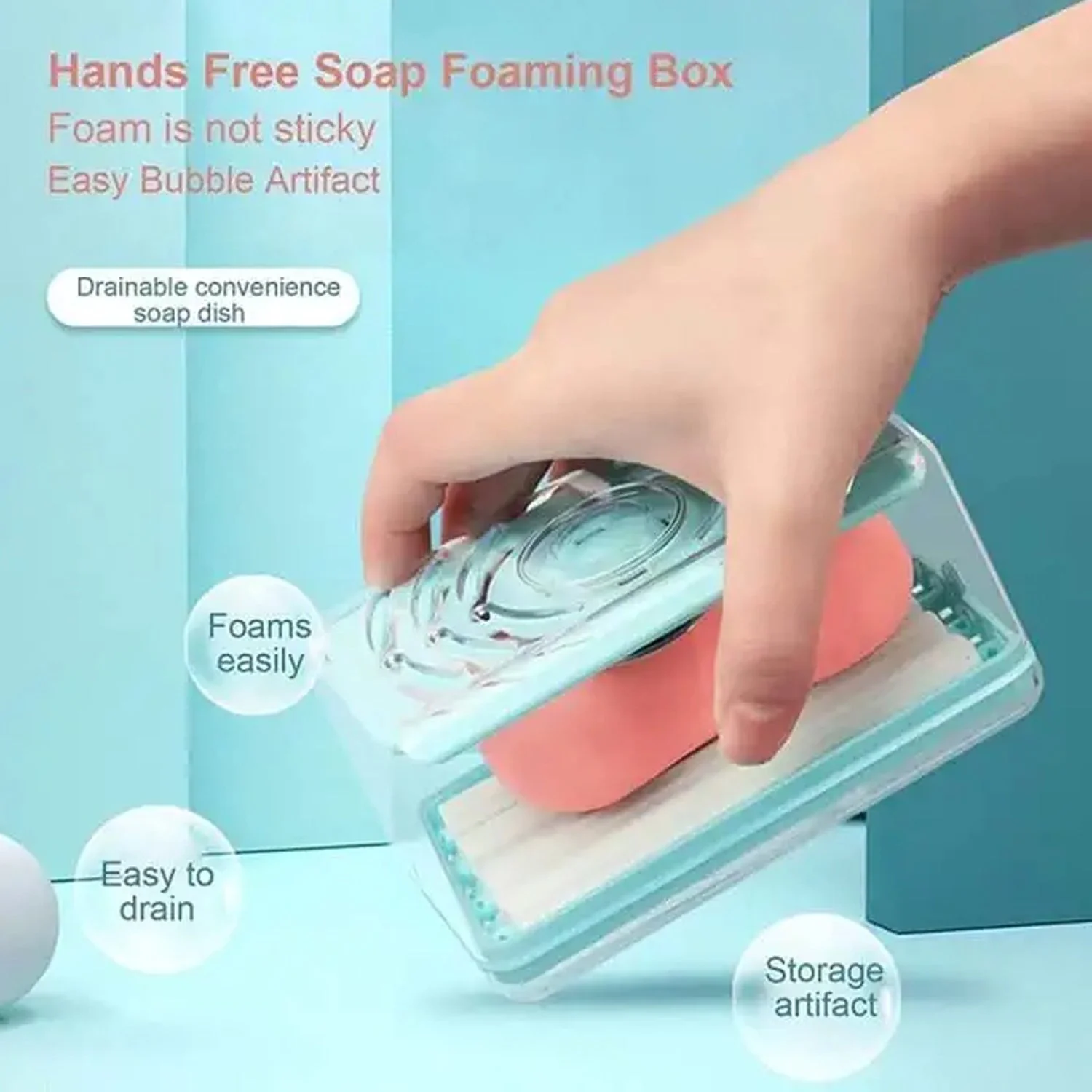 6296 2-in-1 Portable Soap Dish & Soap Dispenser with Roller and Drain Holes, Multifunctional Soap Holder Foaming Soap Bar Box for Home, Kitchen, Bathroom - Image 5