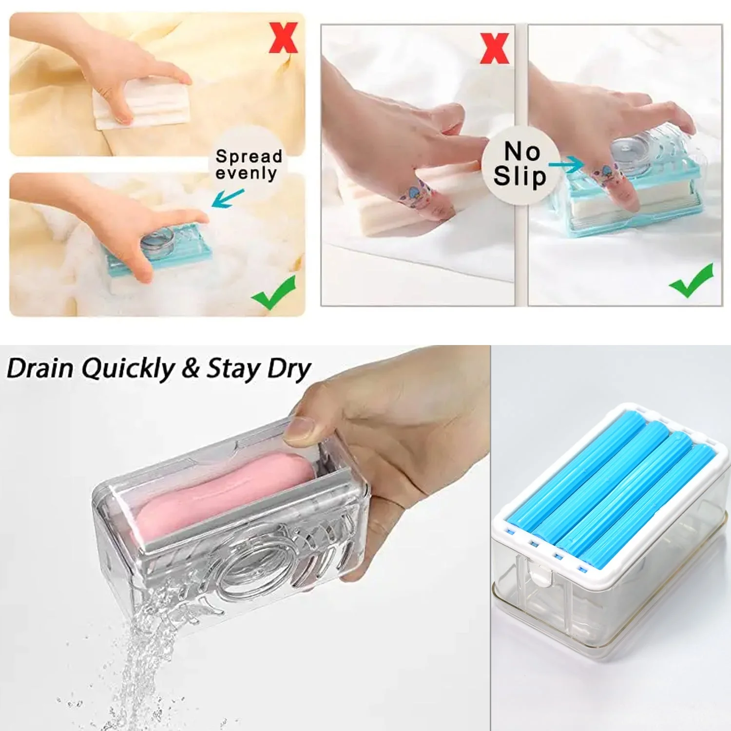 6296 2-in-1 Portable Soap Dish & Soap Dispenser with Roller and Drain Holes, Multifunctional Soap Holder Foaming Soap Bar Box for Home, Kitchen, Bathroom - Image 9