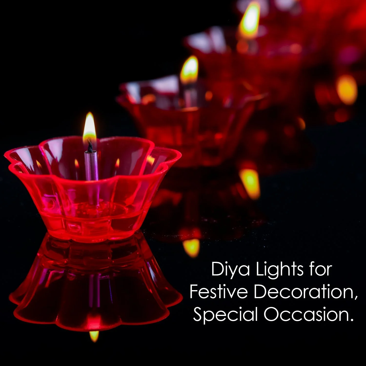 6320 Magical Reflection Diya Set with 6 Attractive Design Cup (Set Of 12 Pieces) - Image 2