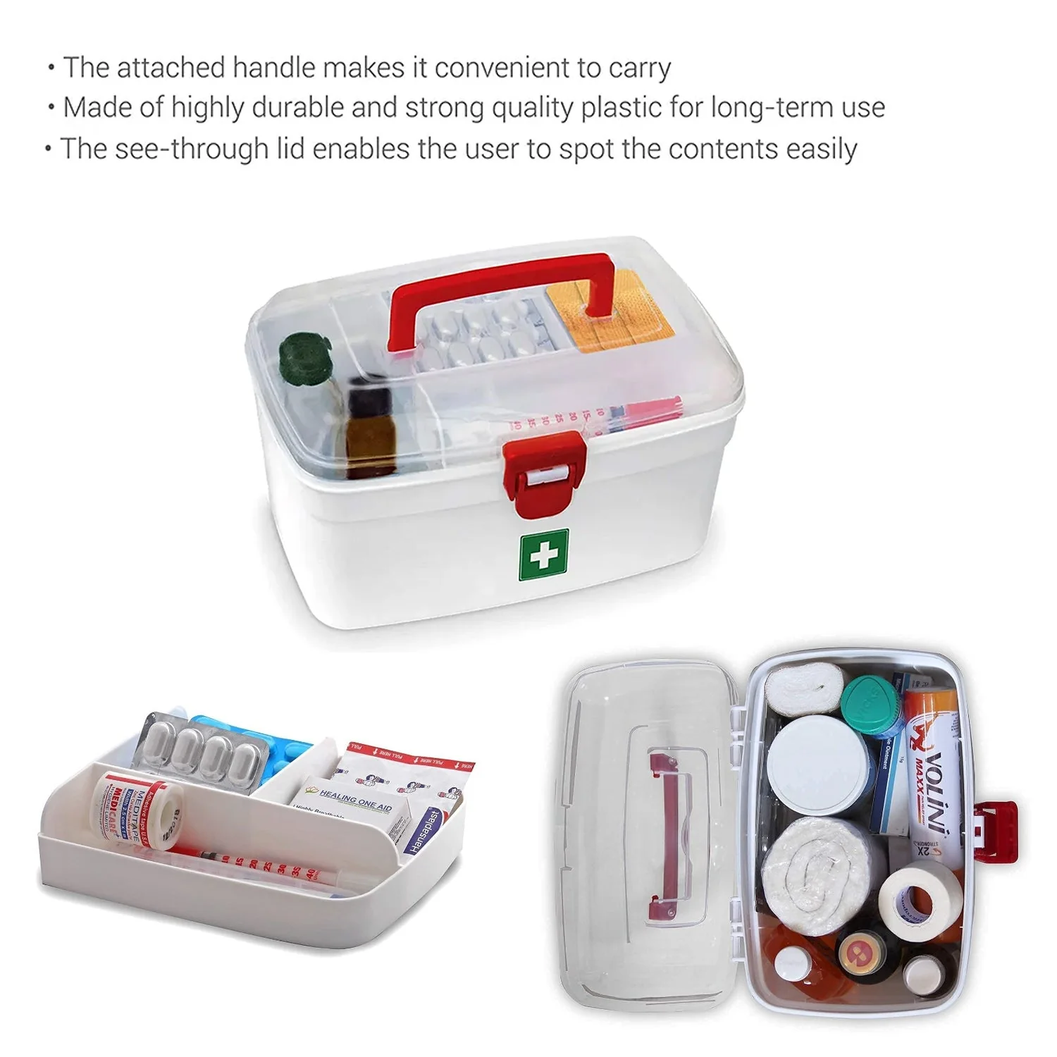 6412 Medical Box, 1 Piece,Indoor Outdoor Medical Utility,Medicine Storage Box,,Detachable Tray Medical Box Multi Purpose Regular Medicine, First Aid Box with Handle, - Image 7