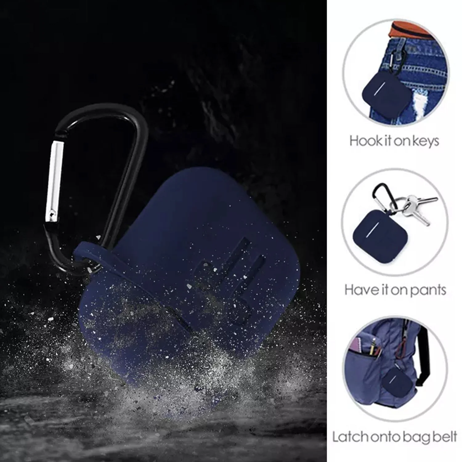 6473 Silicone Shockproof Protection Wireless Headphones Cover with Metal Keychain - Image 5