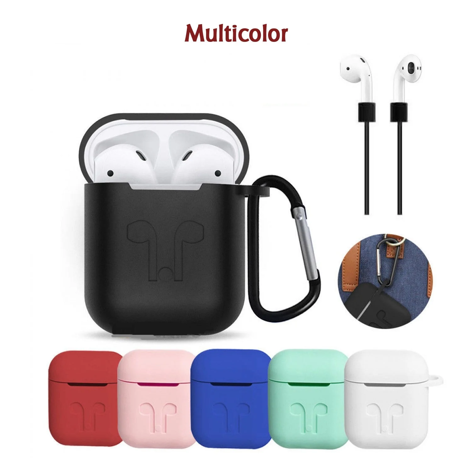 6473 Silicone Shockproof Protection Wireless Headphones Cover with Metal Keychain - Image 6