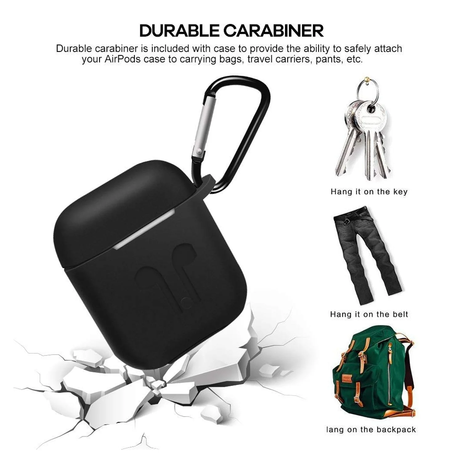 6473 Silicone Shockproof Protection Wireless Headphones Cover with Metal Keychain - Image 8