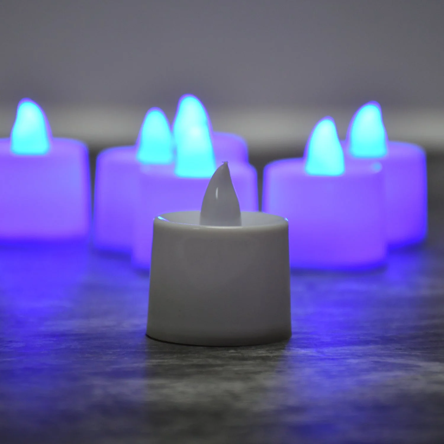 6634 Blue Flameless LED Tealights, Smokeless Plastic Decorative Candles - Led Tea Light Candle For Home Decoration (Pack Of 24) - Image 2