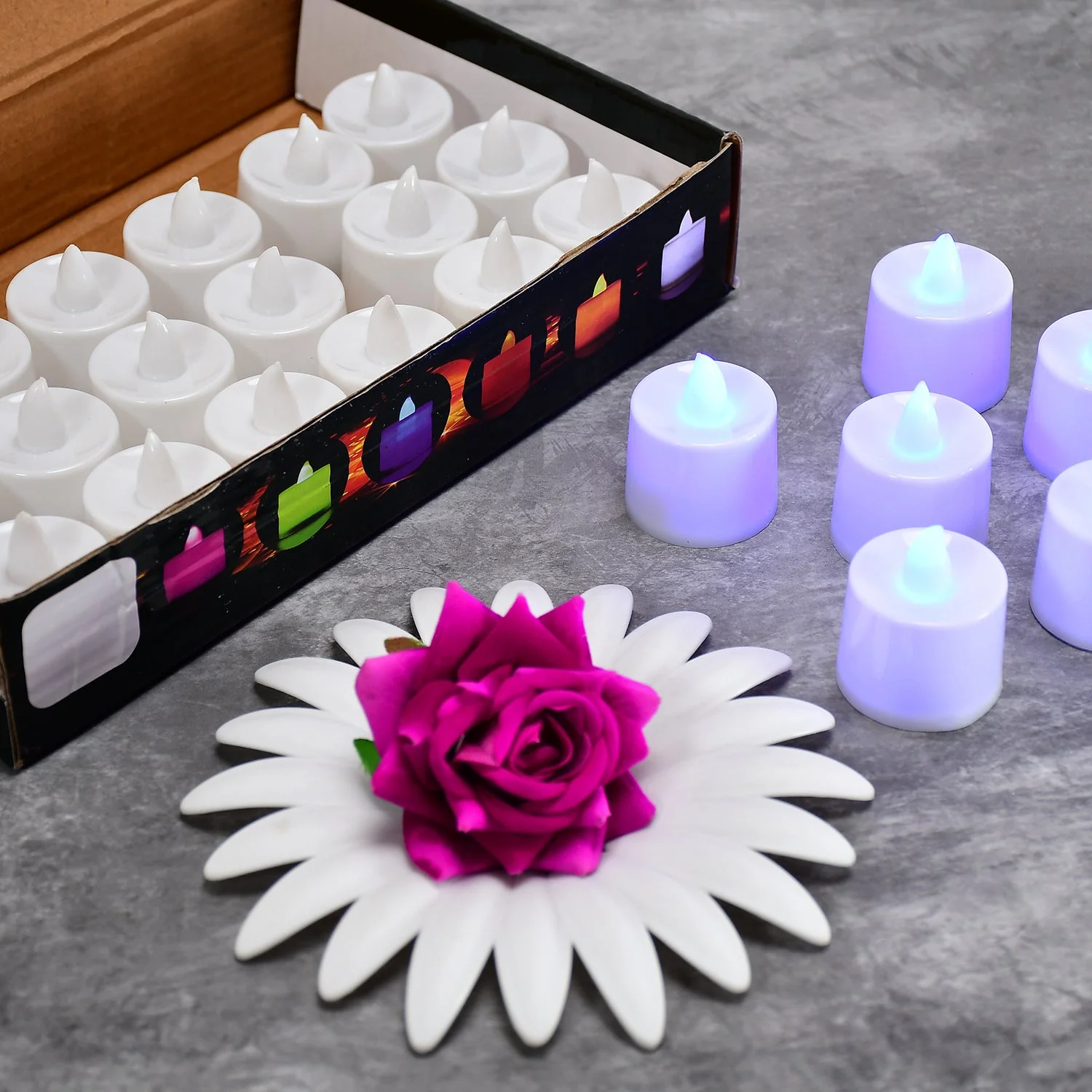 6634 Blue Flameless LED Tealights, Smokeless Plastic Decorative Candles - Led Tea Light Candle For Home Decoration (Pack Of 24) - Image 4