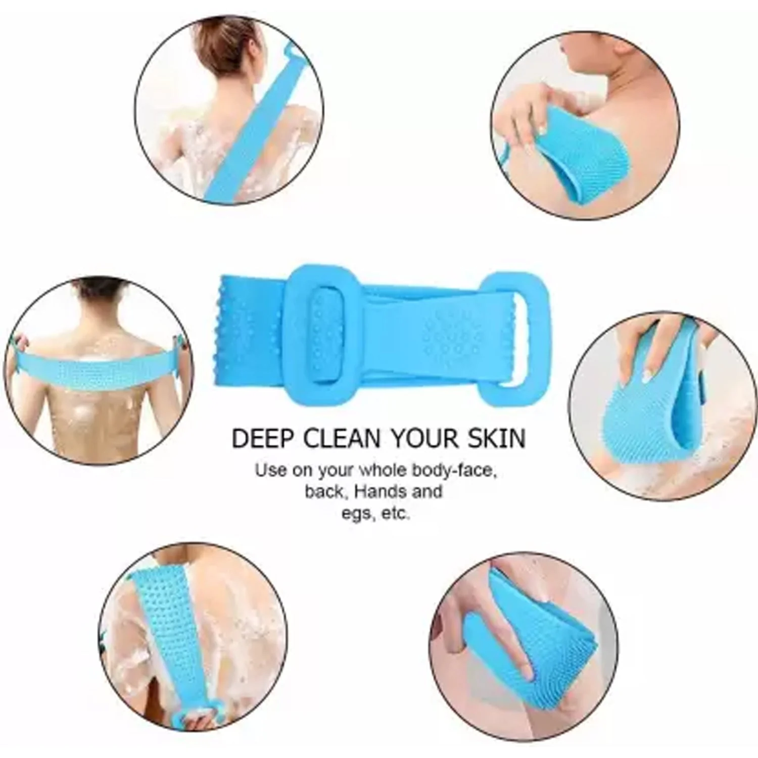 6637 Silicone Body Back Scrubber, Double Side Bathing Brush for Skin Deep Cleaning Massage. - Image 2
