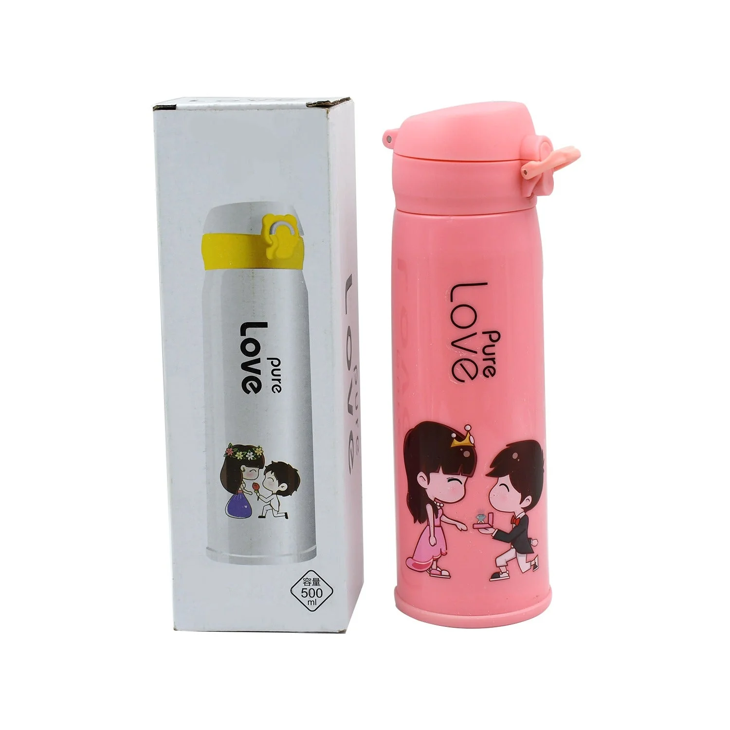 6956 Pure Love outdoor sport water bottle 500ml leak proof BPA-free for travel cold and hot water glass water bottle with daily water intake for gym and children, Fridge, for Home, Office, School (MOQ :- 80 Pc) - Image 5