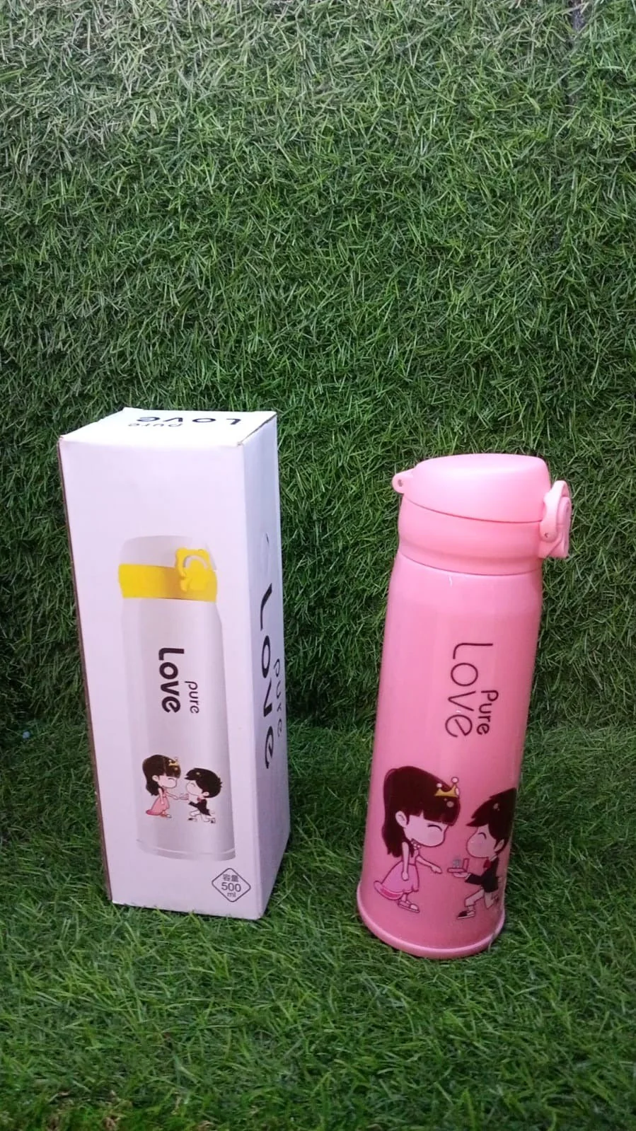 6956 Pure Love outdoor sport water bottle 500ml leak proof BPA-free for travel cold and hot water glass water bottle with daily water intake for gym and children, Fridge, for Home, Office, School (MOQ :- 80 Pc) - Image 6