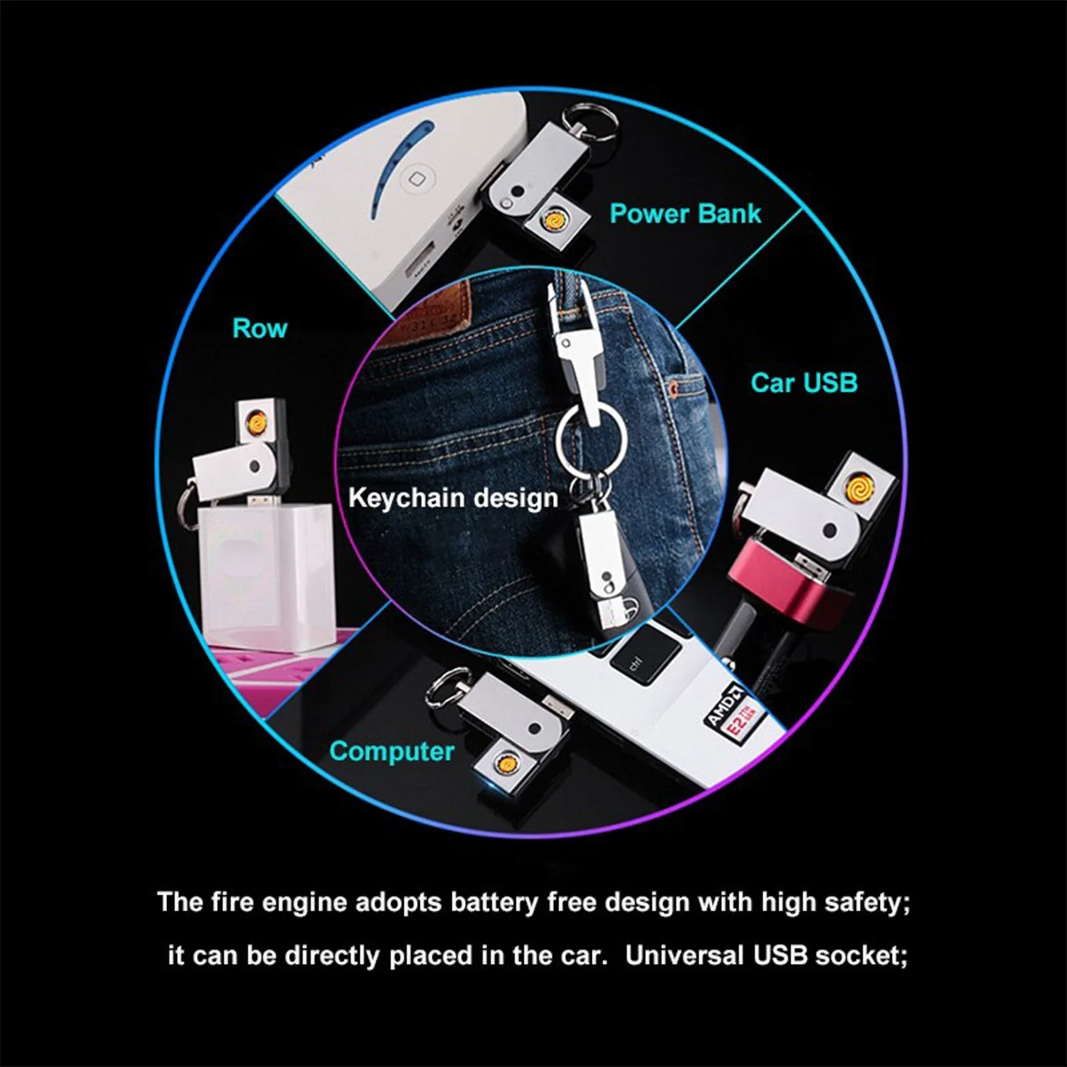7637 USB Mini Portable Lighters With Thin Metal Creative - Image 7