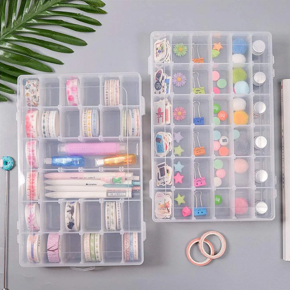 7673A 36 Grids Clear Plastic Organizer Box with Adjustable Compartment Dividers, Jewellery Storage Organizer Collection Box (1 pc ) - Image 3