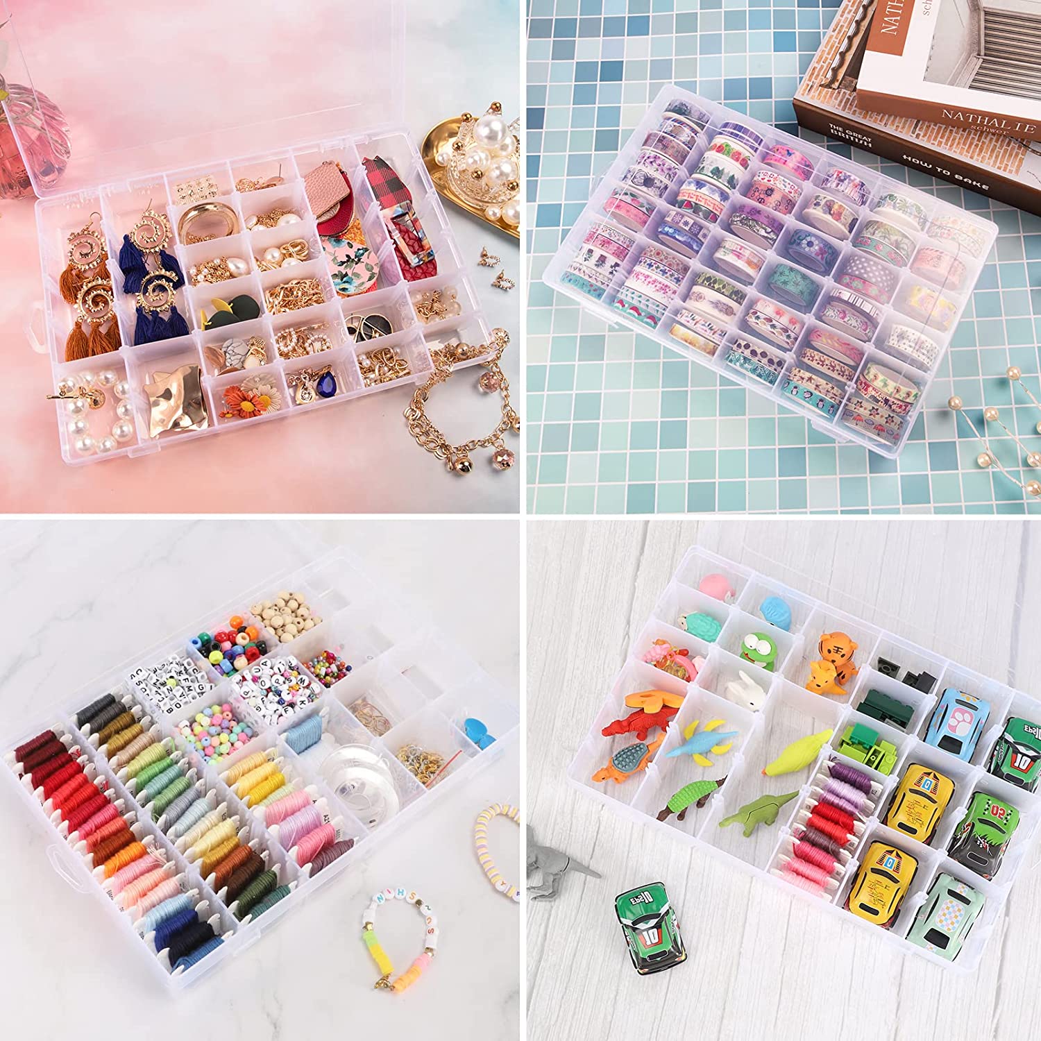 7673A 36 Grids Clear Plastic Organizer Box with Adjustable Compartment Dividers, Jewellery Storage Organizer Collection Box (1 pc ) - Image 5
