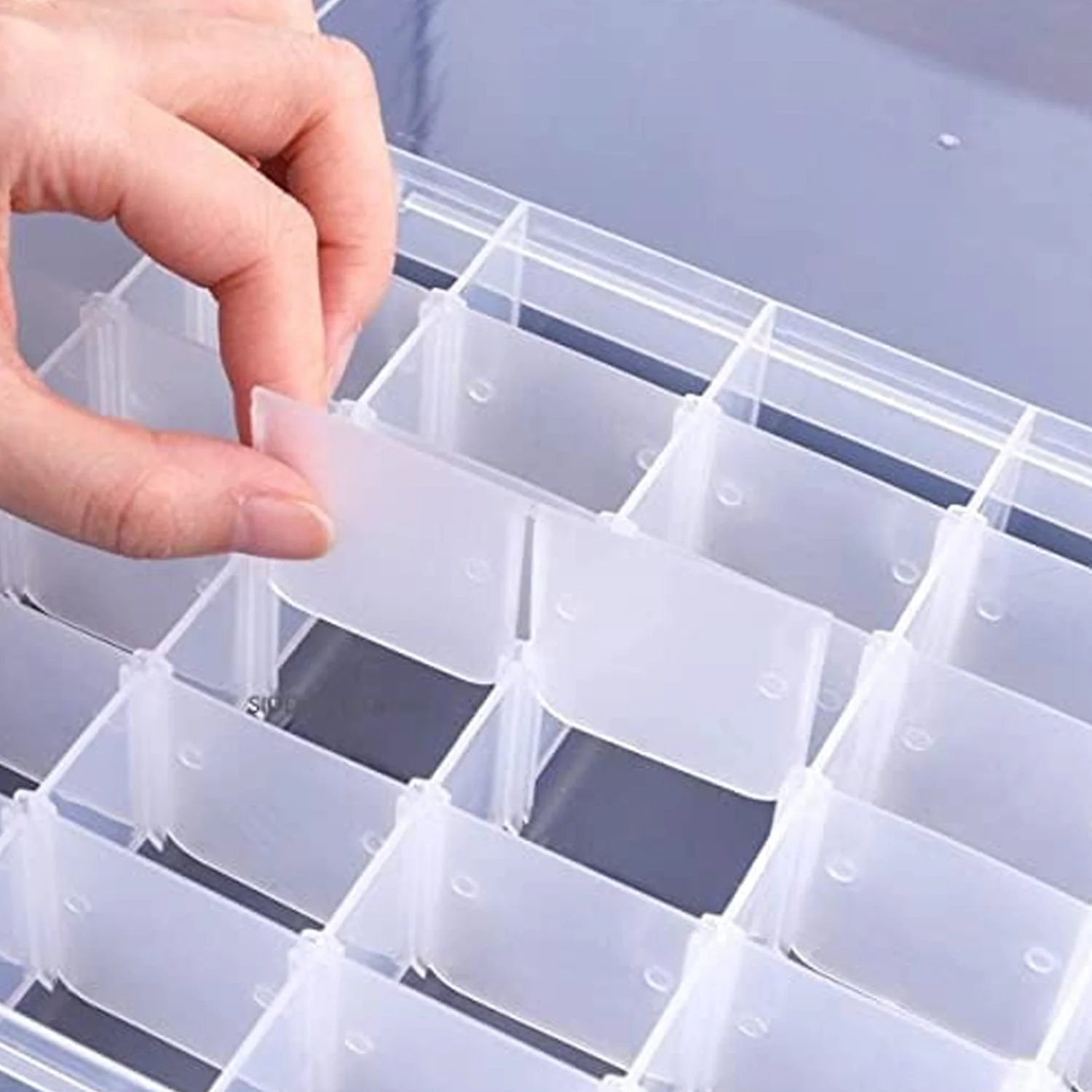 7673A 36 Grids Clear Plastic Organizer Box with Adjustable Compartment Dividers, Jewellery Storage Organizer Collection Box (1 pc ) - Image 9