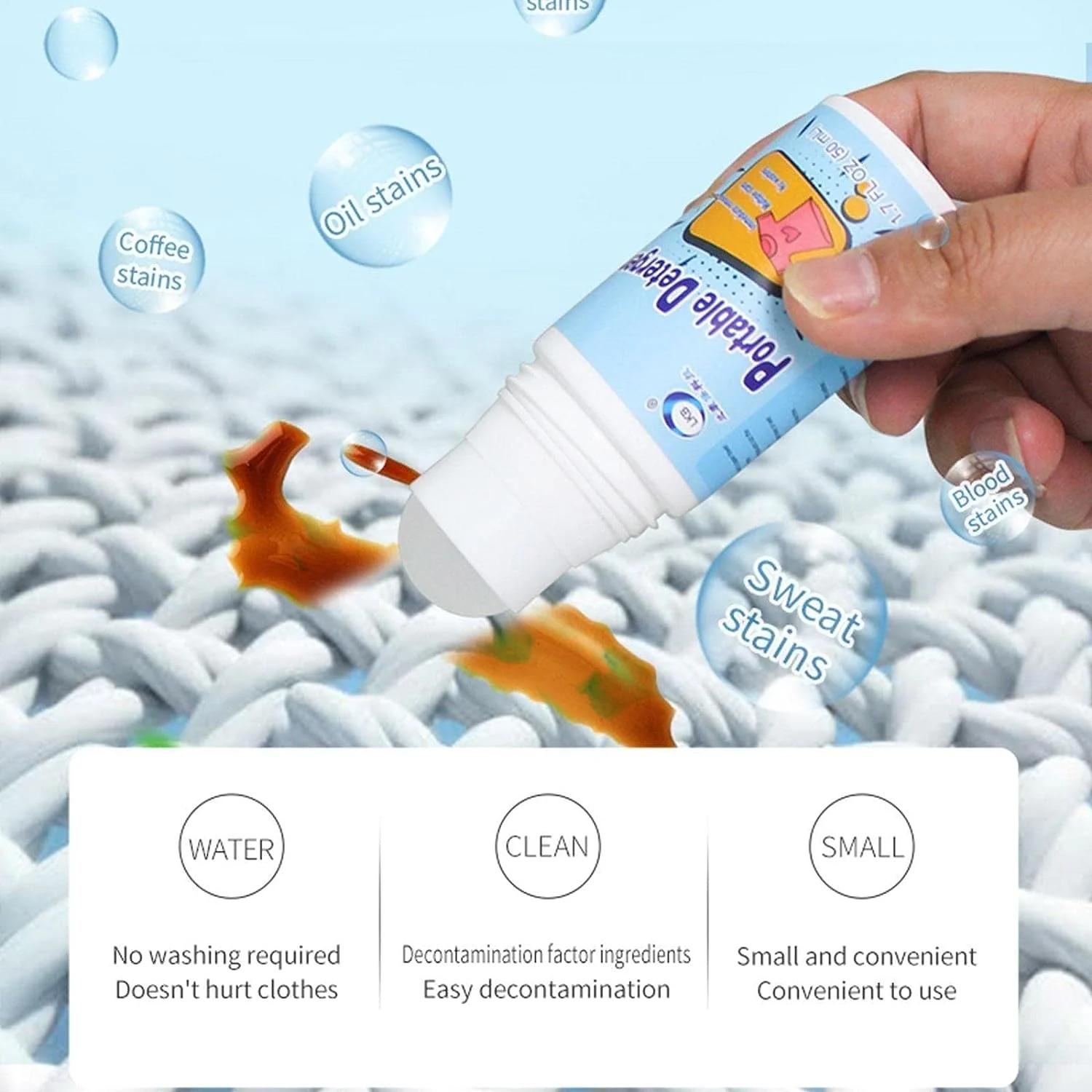 AM7759 Clothes Stain Remover Bead Design Emergency Stain Rescue Roller-ball Cleaner for Natural Fabric Removes Oil Almost All Types of Fabrics - Image 6