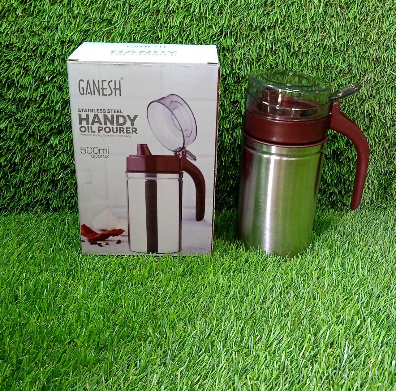 8126 Oil Dispenser Stainless Steel with small nozzle 500ML Oil Container. - Image 8
