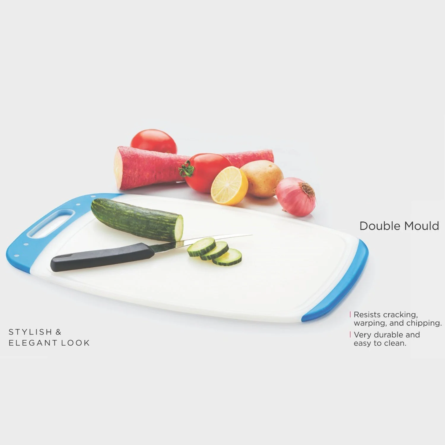 8136A Vegetables and Fruits Cutting Chopping Board Plastic Chopper Cutter Board Non-slip Antibacterial Surface with Extra Thickness - Image 3