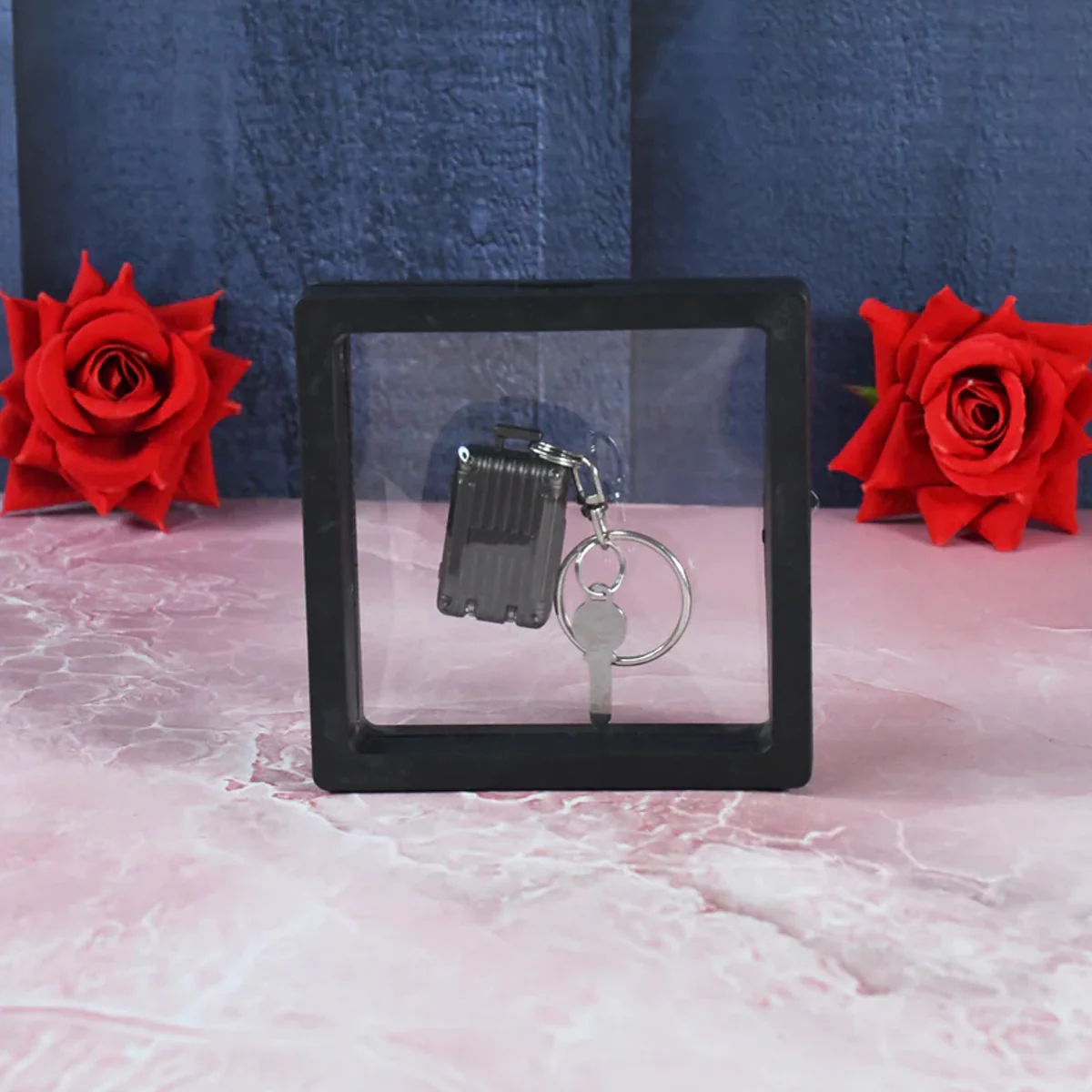 8430 Suitcase Shape Nail Clipper Keychain With Key & 3D Floating Frame Display Case (1 Set) - Image 4