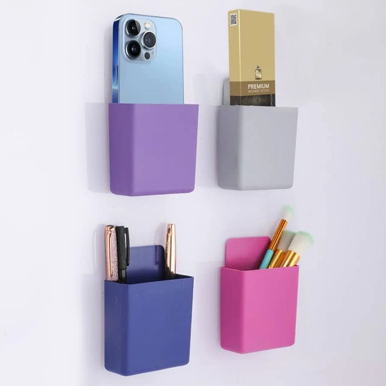 8485 Multipurpose Plastic Wall Mounted Remote & Mobile Holder Stand β (Pack of 4) - Image 3