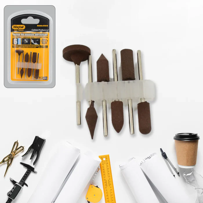 8657 Mounted Points Abrasive Stone Head Mounted Grinding Wheel Bits Rotary Tool Kit (6 Pcs) - Image 6