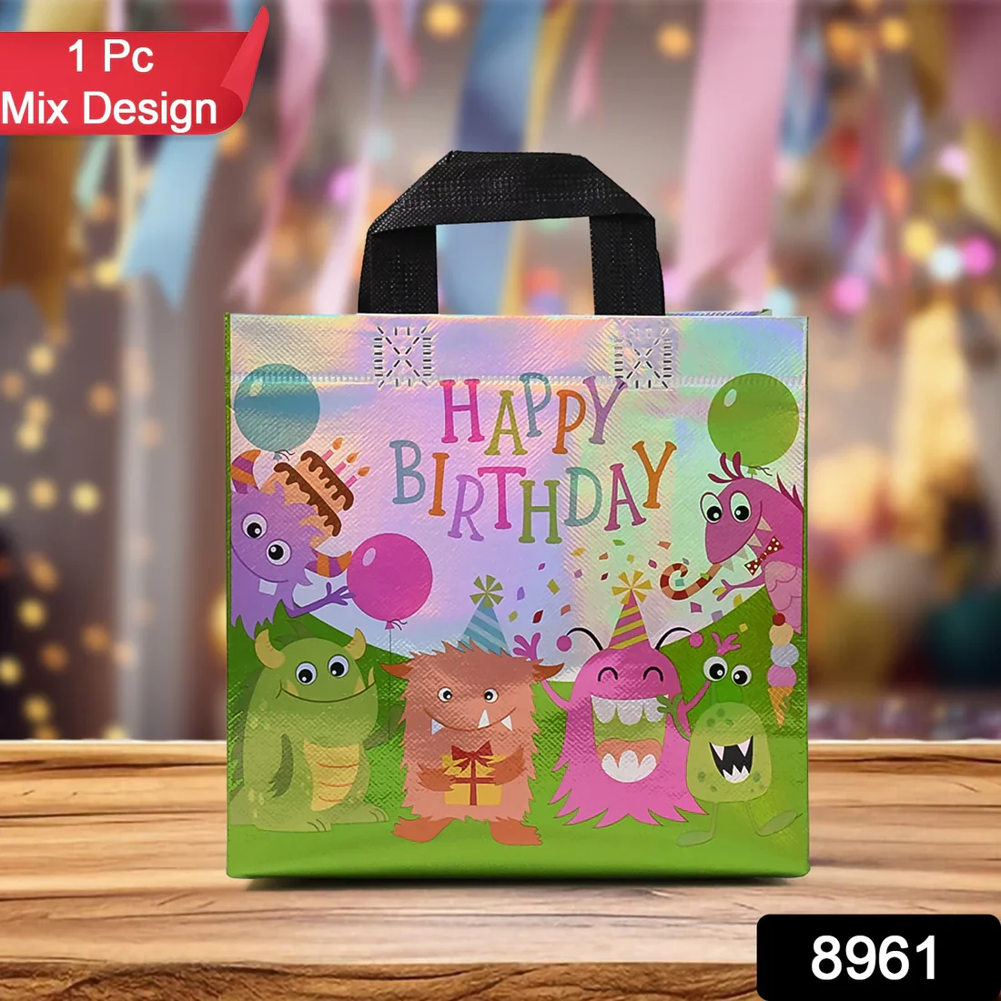 8961 Birthday Gift Bag, Reusable Party Gift Bags (1 Pc / Mix Design) - Image 2