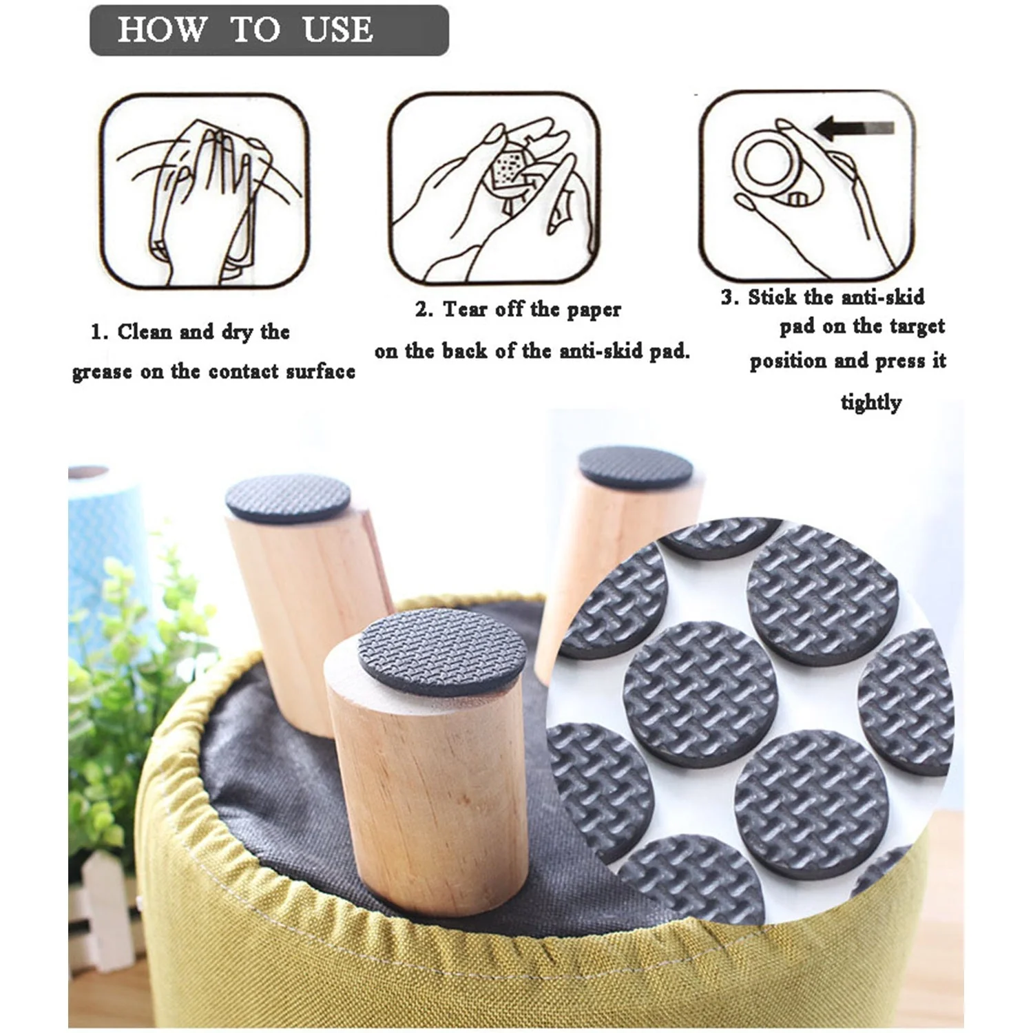 9066 28 pc Rubber furniture Pads Self Sticking Non Slip Furniture Noise Insulation Pads - Image 5