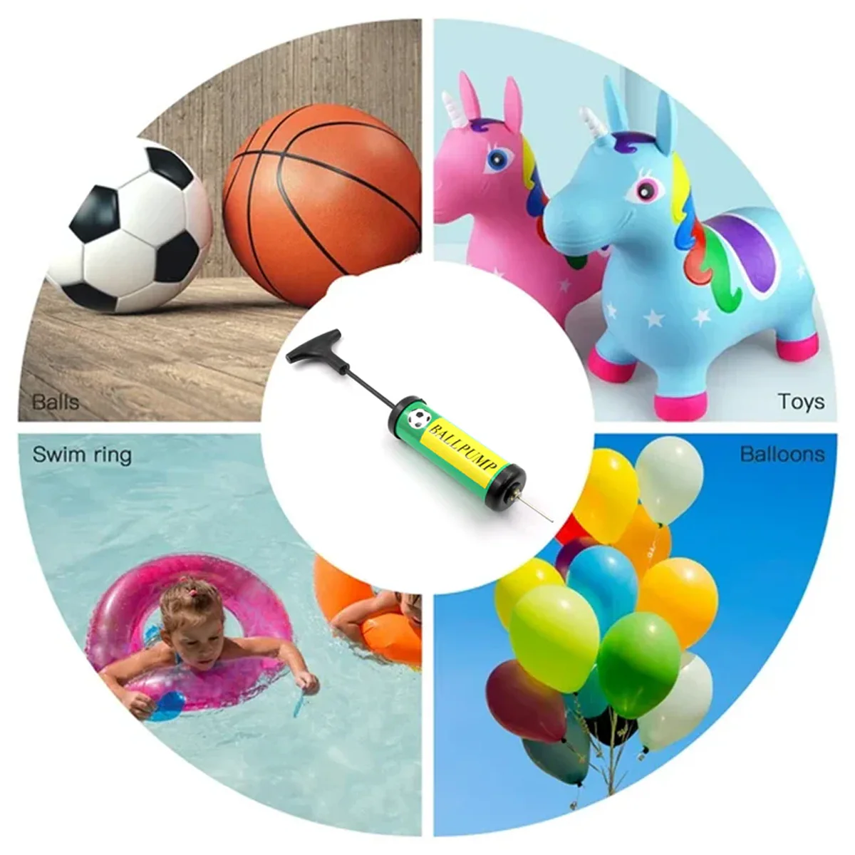 9333 Inflator Air Ball Pump Soft Bouncing Ball Development Kids Toy, Sports Plastic Pump for Soccer, Basketball, Football, Volleyball Ball (17 Cm) - Image 4