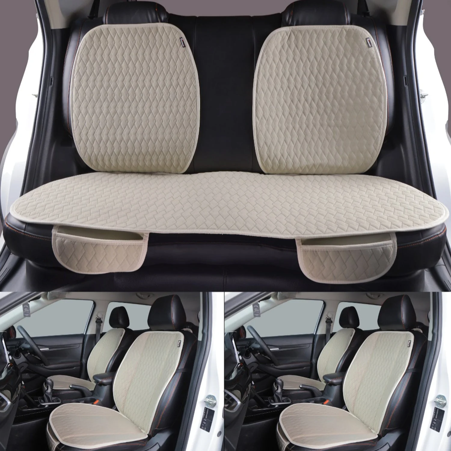 9386 Car Seat Cover Protector Front and Back Cushion Mat Breathable Non- Slip Interior Seats Cover- fit for Most Cars (5 Seater Set) - Image 3
