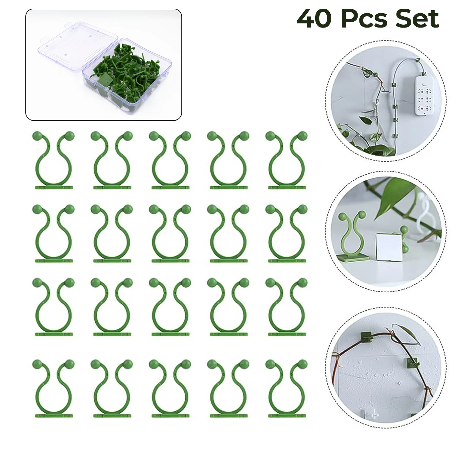 9606 Plant Climbing Wall Fixture Clip Self-Adhesive Hook (40 Pcs Set / With plastic box)