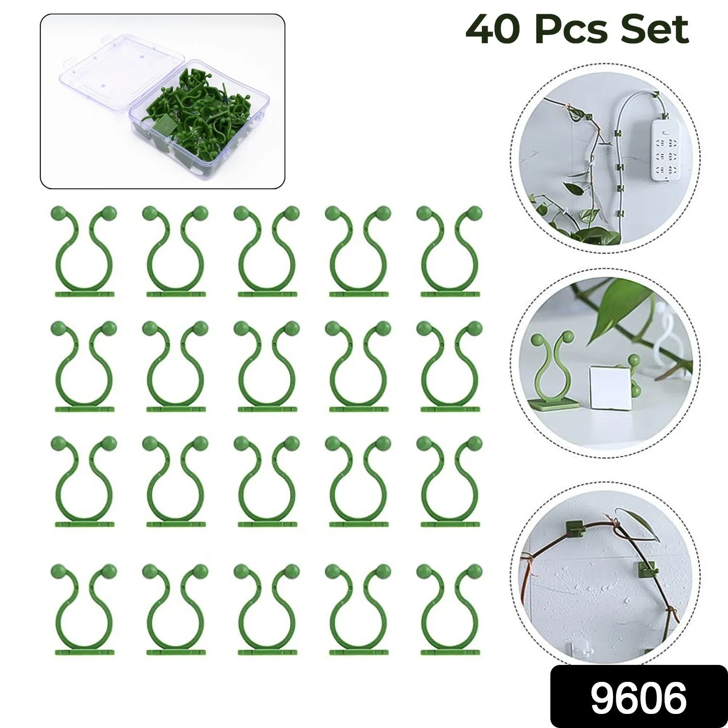 9606 Plant Climbing Wall Fixture Clip Self-Adhesive Hook (40 Pcs Set / With plastic box) - Image 2