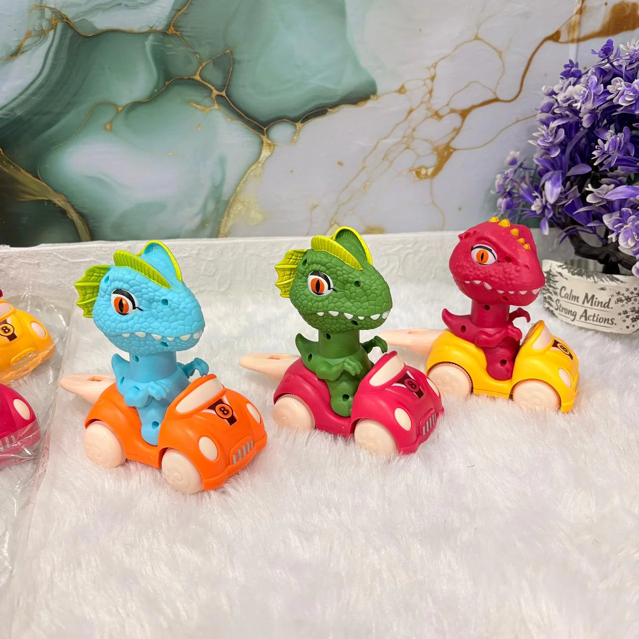 A06482 Press & Go Dinosaur Toy Cars with Whistle Sound - Image 2