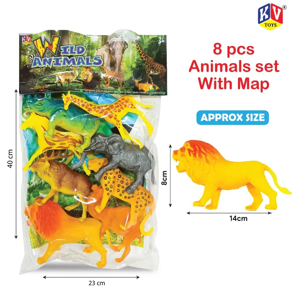 A06483 Wild Animals Plastic Toy Figures Set (Pack of 8 Figures, Item no: 335-8) - Image 2