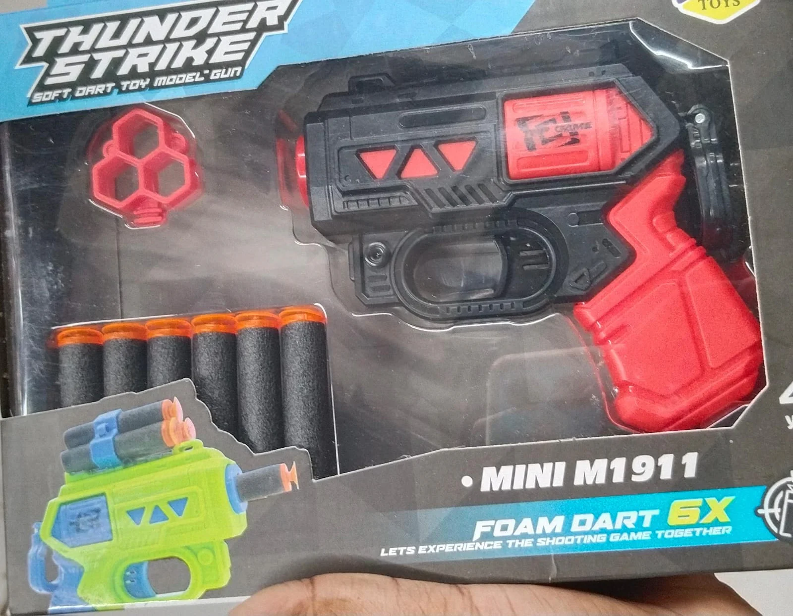 A06489 Thunder Strike Mini M1911 Foam Dart Toy Gun with 6 Darts - Image 4